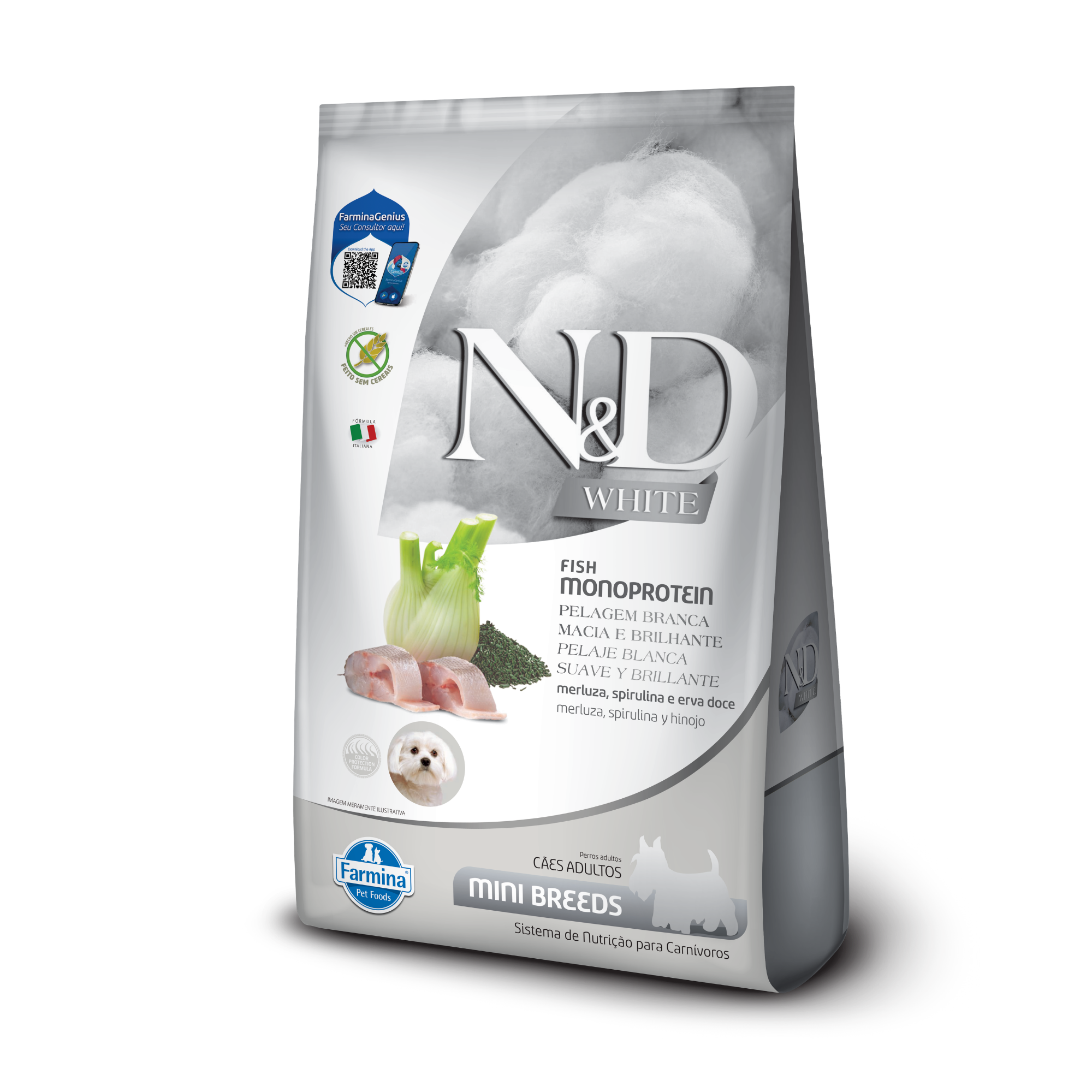 N&D White Cão Adulto Merlusa Mini e Pequeno